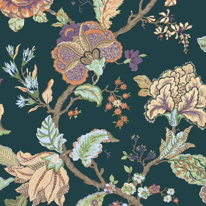 Seabrook Designs Lana Jacobean Victorian Jade Prepasted Wallpaper image 1 of 5