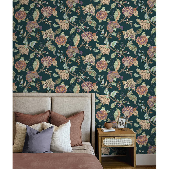 Seabrook Designs Lana Jacobean Victorian Jade Prepasted Wallpaper image 4 of 5