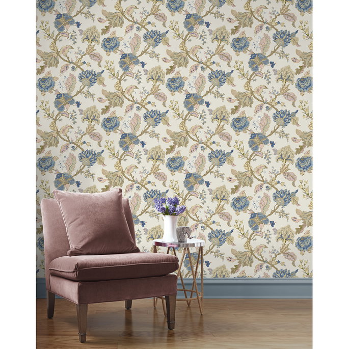 Seabrook Designs Lana Jacobean Parchment Prepasted Wallpaper image 2 of 5