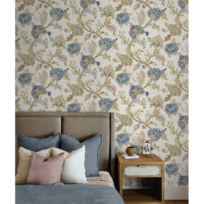 Seabrook Designs Lana Jacobean Parchment Prepasted Wallpaper image 4 of 5