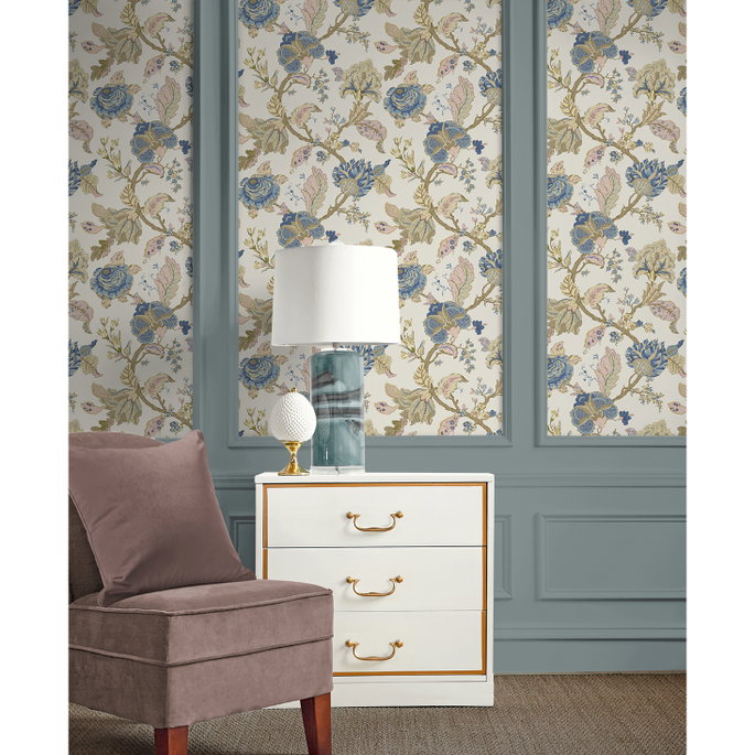 Seabrook Designs Lana Jacobean Parchment Prepasted Wallpaper image 5 of 5