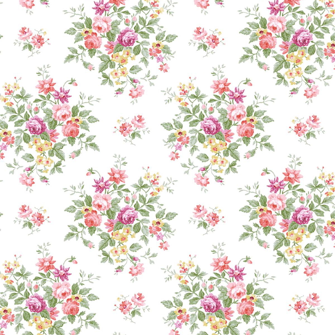 Seabrook Designs Floral Bouquet Watermelon &amp; Buttercup Prepasted Wallpaper image 1 of 5