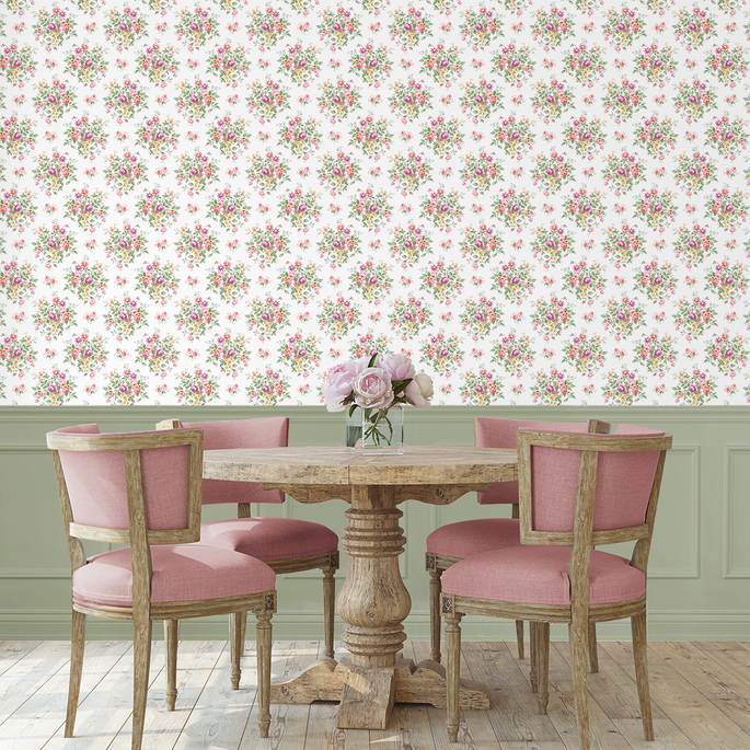 Seabrook Designs Floral Bouquet Watermelon &amp; Buttercup Prepasted Wallpaper image 4 of 5