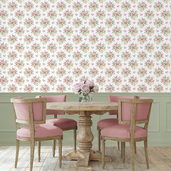 Seabrook Designs Floral Bouquet Watermelon &amp; Buttercup Prepasted Wallpaper image 4 of 5