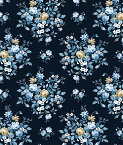 Seabrook Designs Floral Bouquet Midnight Blue & Toffee Prepasted Wallpaper