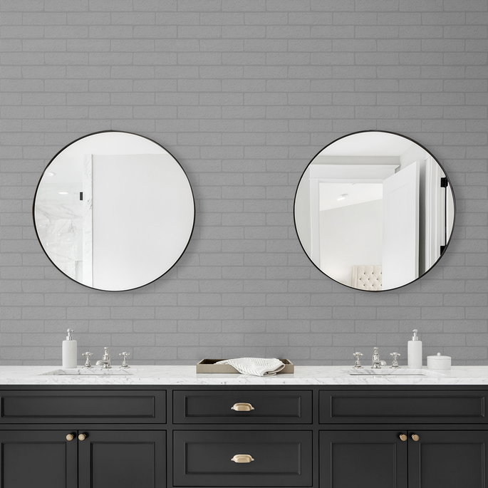 Seabrook Designs Slater Faux Brick Blancito Prepasted Wallpaper image 4 of 5