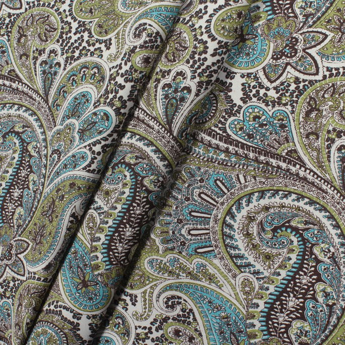 Premier Prints Paisley Chocolate/Natural Canvas Fabric image 3 of 5