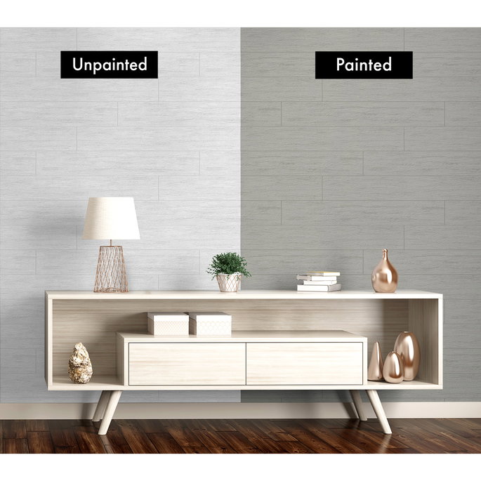 Seabrook Designs Faux Shiplap White Paintable Wallpaper image 3 of 5