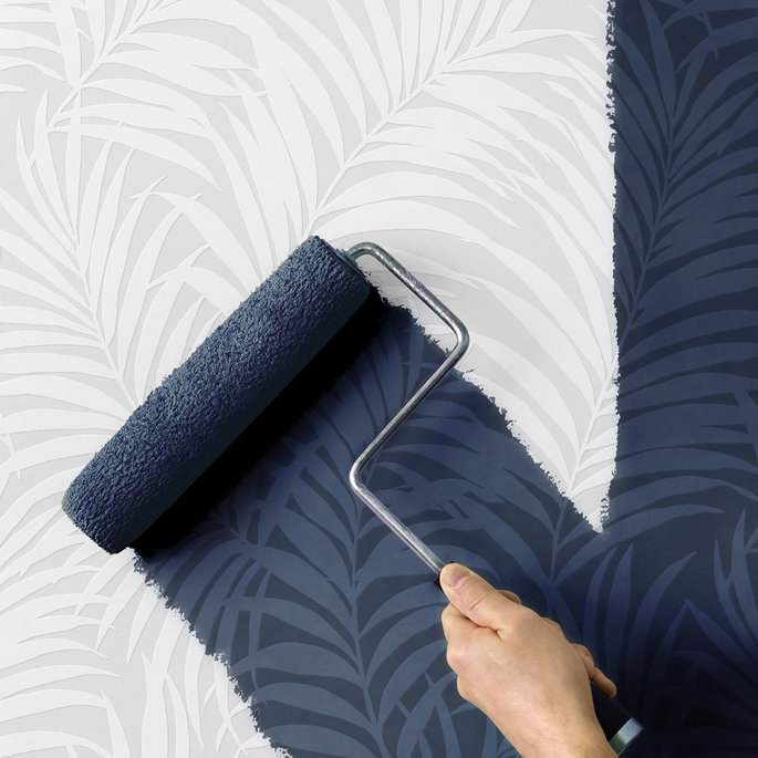 Seabrook Designs Tossed Palm White Paintable Wallpaper image 2 of 5