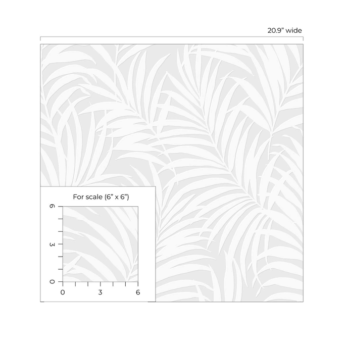 Seabrook Designs Tossed Palm White Paintable Wallpaper image 5 of 5