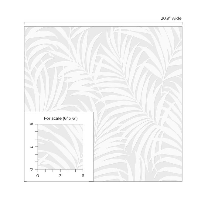 Seabrook Designs Tossed Palm White Paintable Wallpaper image 5 of 5