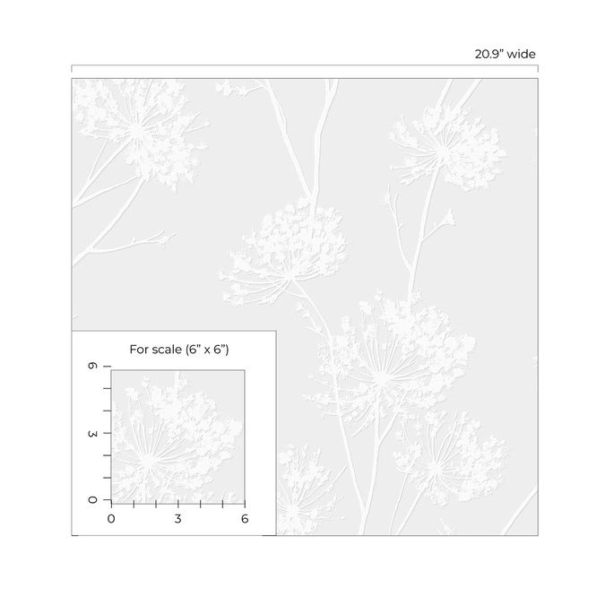 Seabrook Designs Dandelion Fields White Paintable Wallpaper image 5 of 5