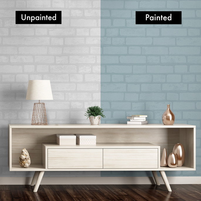 Seabrook Designs Vintage Brick White Paintable Wallpaper image 5 of 5
