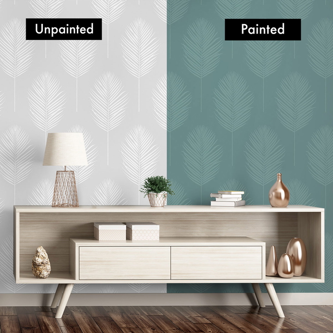 Seabrook Designs Palm Leaf White Paintable Wallpaper image 3 of 5