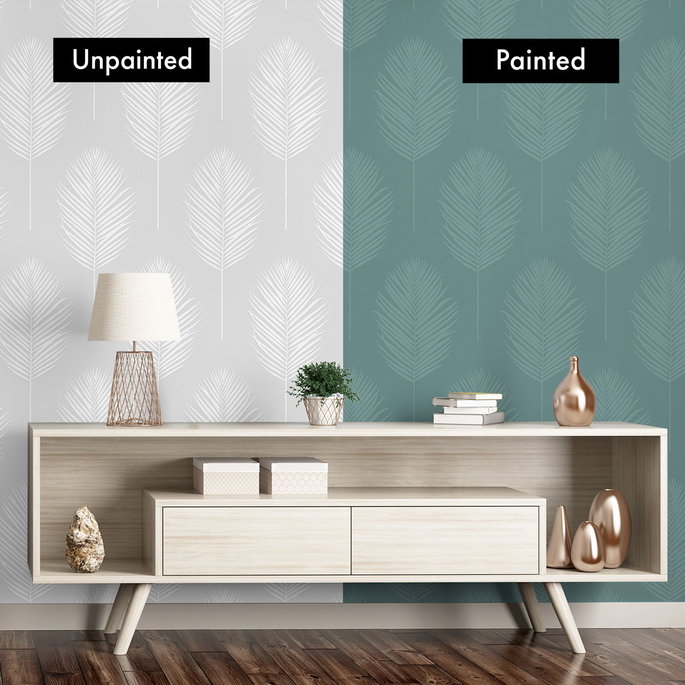 Seabrook Designs Palm Leaf White Paintable Wallpaper image 3 of 5