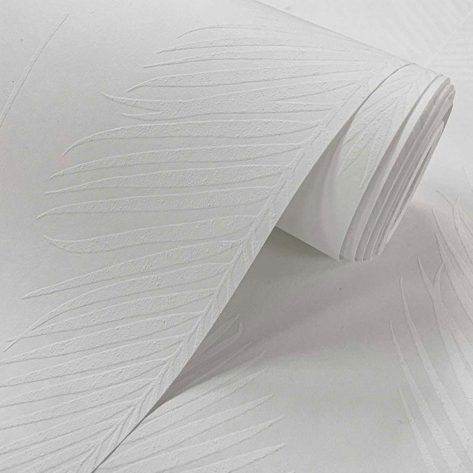 Seabrook Designs Palm Leaf White Paintable Wallpaper image 4 of 5