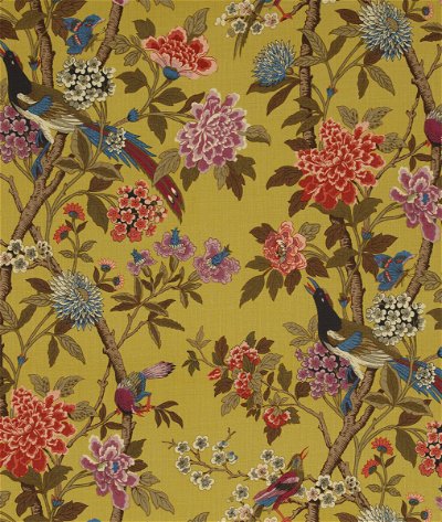 GP & J Baker Hydrangea Bird Mustard/Mauve Fabric