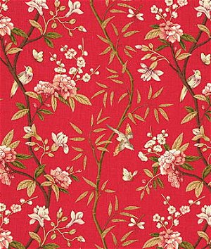 GP & J Baker Peony & Blossom Red/Moss Fabric