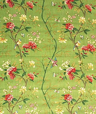 GP & J Baker Peony & Blossom Apple Green/Brick Fabric