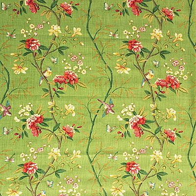 GP &amp; J Baker Peony &amp; Blossom Apple Green/Brick Fabric