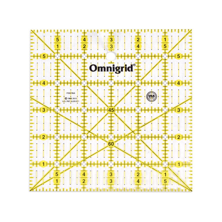 Omnigrid Quilter's Ruler with Angles - 6" x 6"