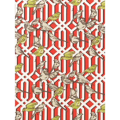 Robert Allen @ Home Aviary Trellis Poppy Fabric