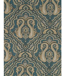 Robert Allen @ Home Worldly Railroaded Backed Aegean Fabric