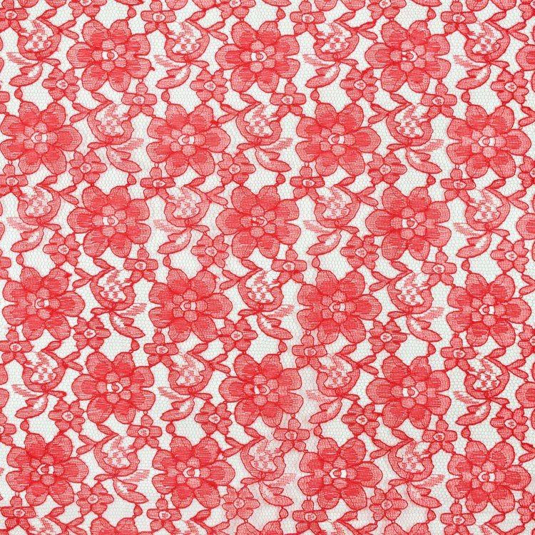 Red Raschel Lace Fabric