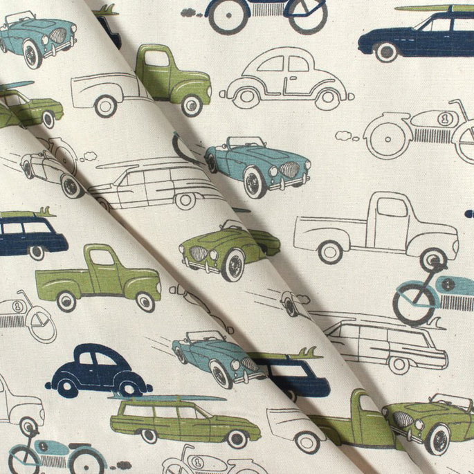 Premier Prints Retro Rides Felix/Natural Canvas Fabric image 3 of 5
