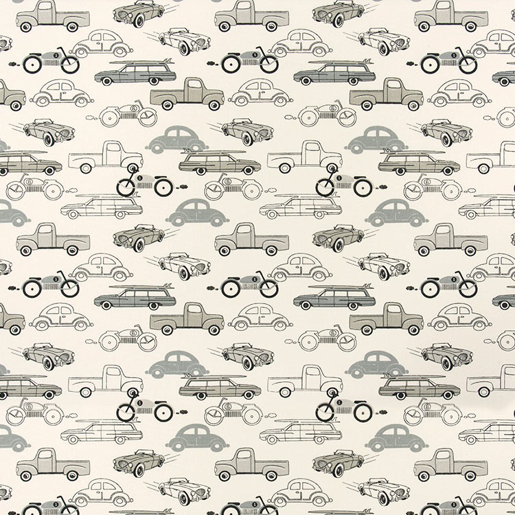Premier Prints Retro Rides Lead Macon Fabric