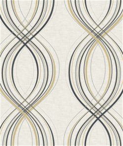 Seabrook Designs Jeannie Black & Off-White Wallpaper