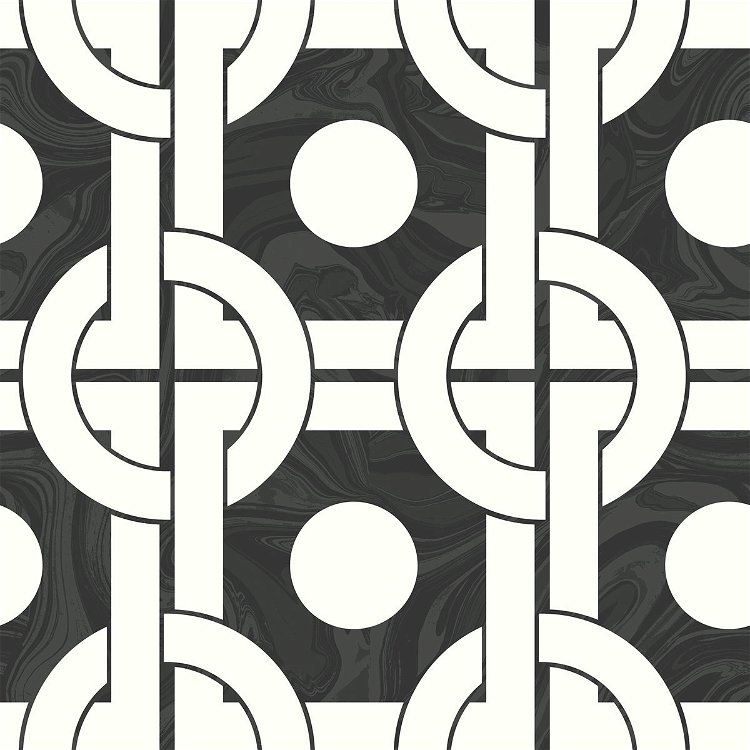 Seabrook Designs Mindy Black & White Wallpaper