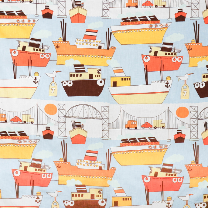 Waverly Vintage Port O'Call Sky Blue Fabric image 1 of 4
