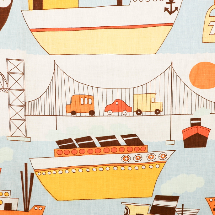 Waverly Vintage Port O'Call Sky Blue Fabric image 2 of 4
