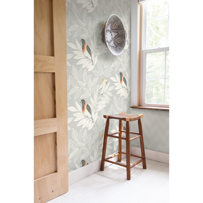 Seabrook Designs Paradise Island Birds Daydream Gray &amp; Ivory Wallpaper image 2 of 2