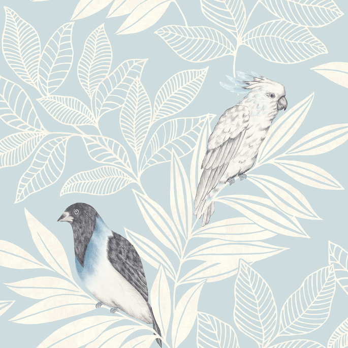 Seabrook Designs Paradise Island Birds Blue Oasis &amp; Ivory Wallpaper image 1 of 2