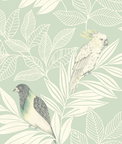 Seabrook Designs Paradise Island Birds Mint & Ivory Wallpaper