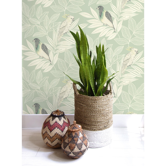 Seabrook Designs Paradise Island Birds Mint &amp; Ivory Wallpaper image 2 of 2