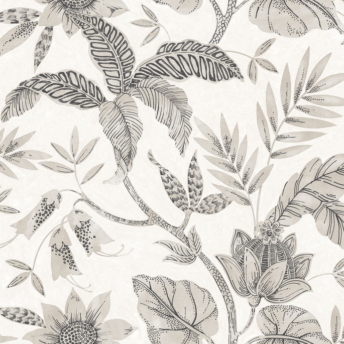 Seabrook Designs Rainforest Leaves Ivory &amp; Stone Wallpaper image 1 of 2