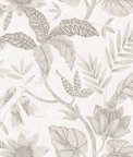 Seabrook Designs Rainforest Leaves Ivory & Daydream Gray Wallpaper