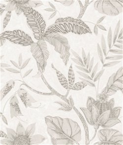 Seabrook Designs Rainforest Leaves Ivory & Daydream Gray Wallpaper