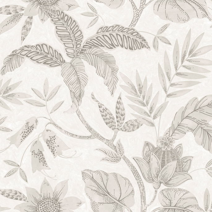 Seabrook Designs Rainforest Leaves Ivory &amp; Daydream Gray Wallpaper image 1 of 2