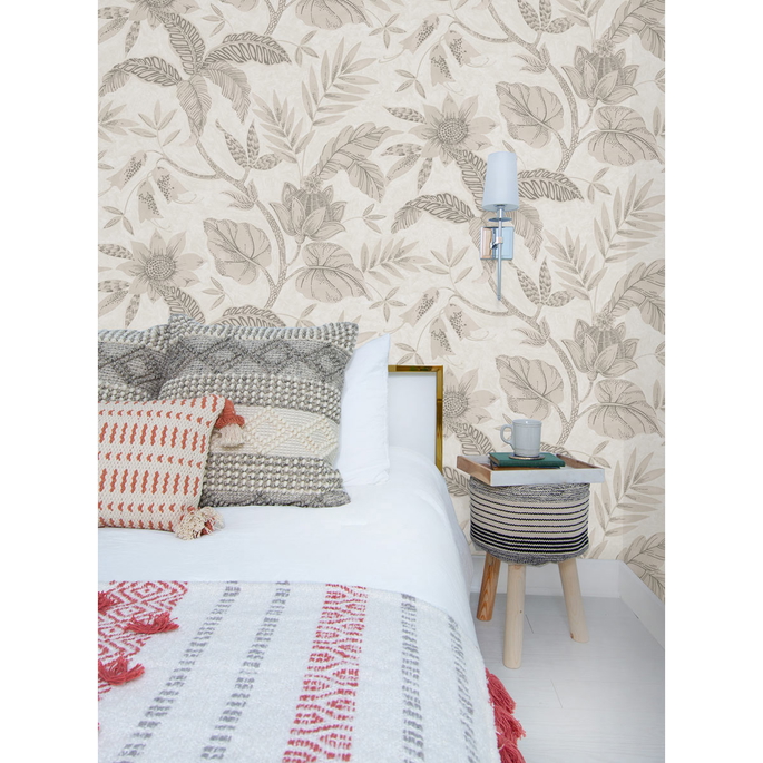 Seabrook Designs Rainforest Leaves Ivory &amp; Daydream Gray Wallpaper image 2 of 2