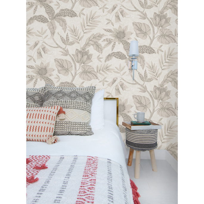 Seabrook Designs Rainforest Leaves Ivory &amp; Daydream Gray Wallpaper image 2 of 2