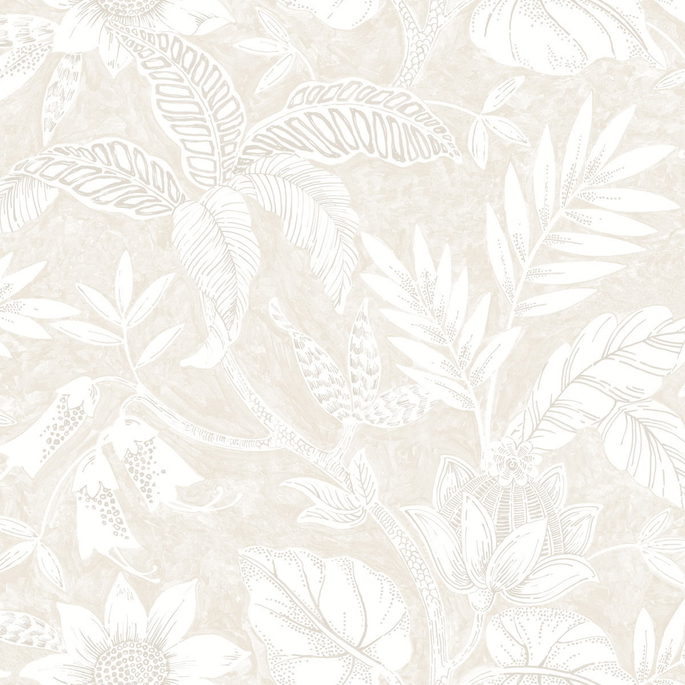 Seabrook Designs Rainforest Leaves Sand Dune &amp; Brushed Taupe Wallpaper image 1 of 2