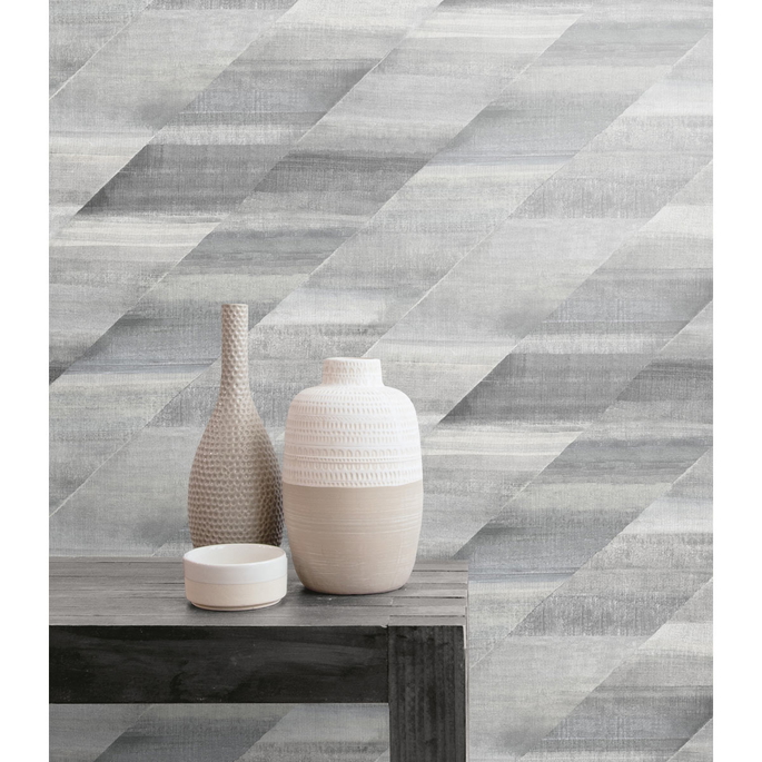 Seabrook Designs Rainbow Diagonals Cinder Gray &amp; Slate Wallpaper image 2 of 2