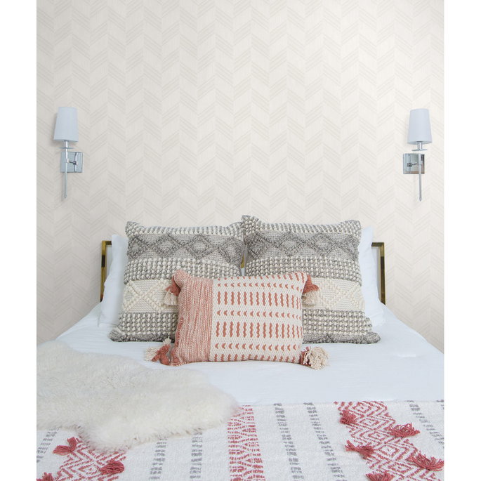 Seabrook Designs Boho Chevron Stripe Daydream Gray &amp; Ivory Wallpaper image 2 of 2
