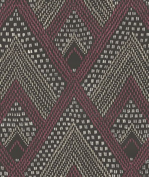 Seabrook Designs Panama Boho Diamonds Cranberry & Brushed Ebony Wallpaper