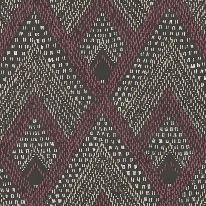 Seabrook Designs Panama Boho Diamonds Cranberry &amp; Brushed Ebony Wallpaper image 1 of 2