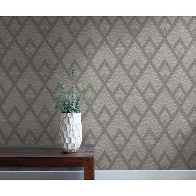 Seabrook Designs Panama Boho Diamonds Cove Gray Wallpaper image 2 of 2